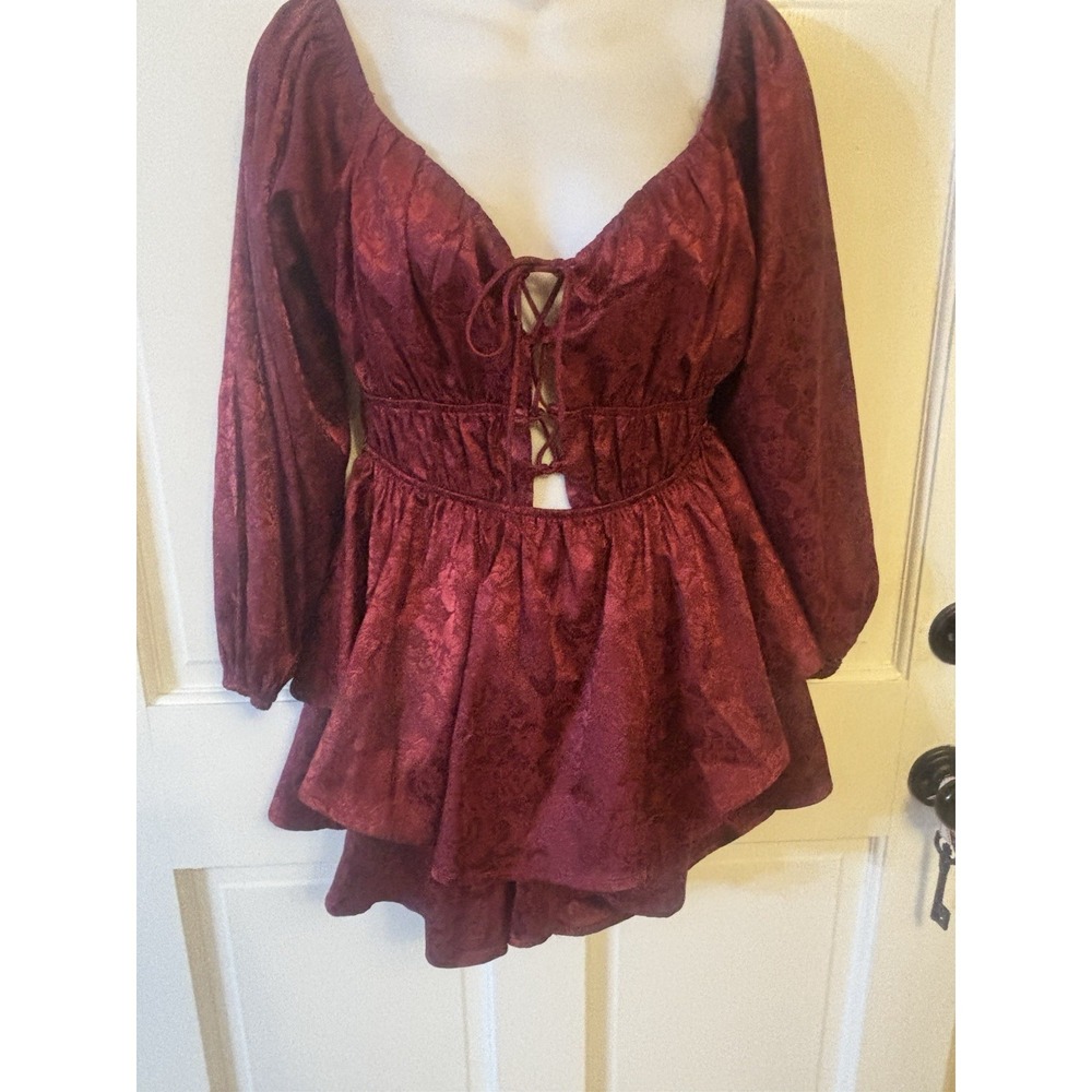 Windsor Sz Large Renaissance‎ Corset Romper Goth Layered Mythical Burgundy